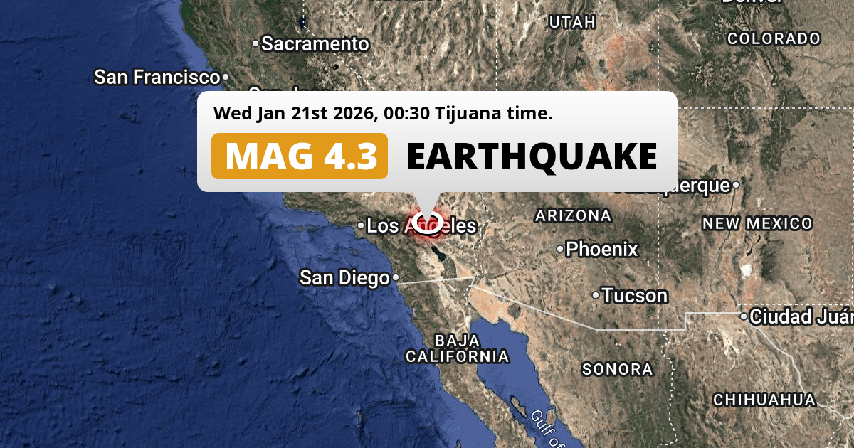 Shallow M4.3 AFTERSHOCK hit near Indio in The United States on ...