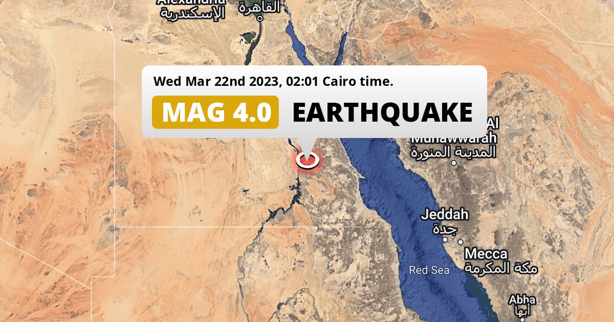 On Wednesday Night a Shallow M4.0 Earthquake struck near Aswan in Egypt.
