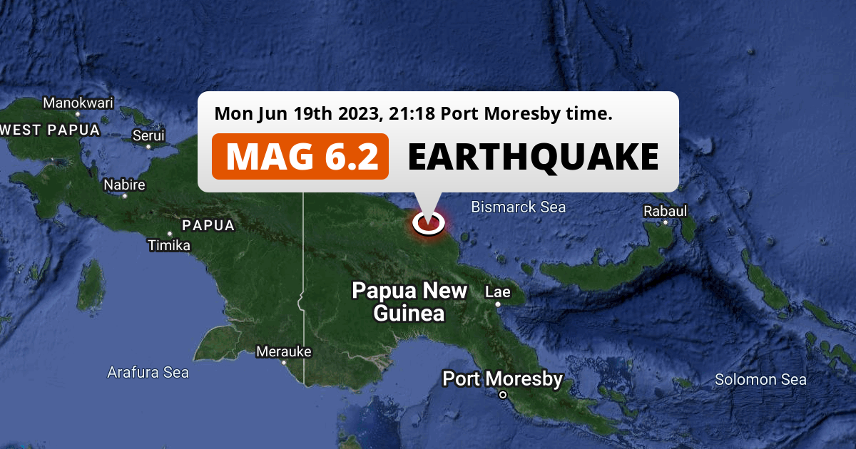 Shallow M6.2 Earthquake hit 134km from Madang in Papua New Guinea on