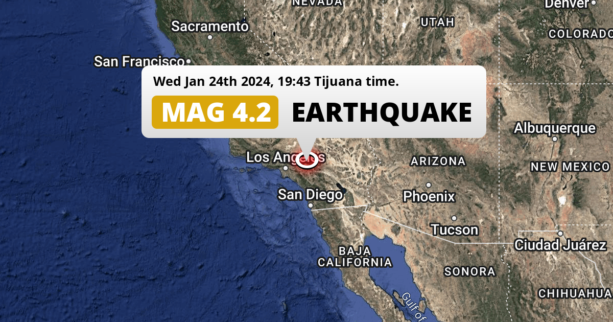 Shallow M4.2 Earthquake struck on Wednesday Evening near San Bernardino