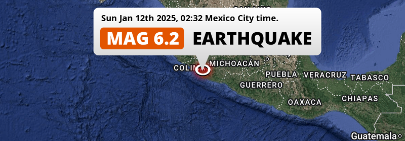 On Sunday Night a Strong M6.2 Earthquake struck near Tecomán in Mexico.