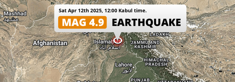 Significant M5.0 Earthquake hit near Rawalpindi in Pakistan on Saturday Afternoon.