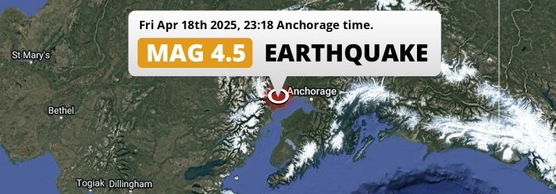 On Friday Evening an  M4.5 Earthquake struck near Anchorage in The United States.