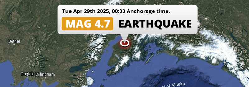  M4.7 Earthquake struck on Tuesday Night near Anchorage in The United States.