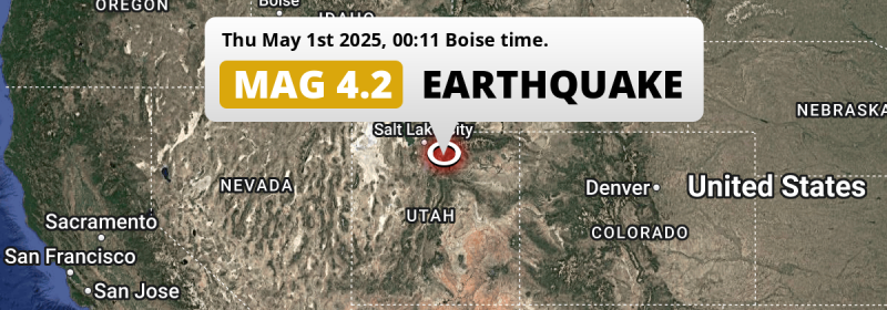 Shallow M3.9 Earthquake hit near Provo in The United States on Thursday Night.