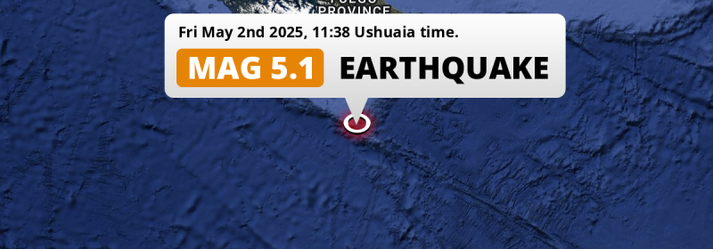 Shallow M5.1 AFTERSHOCK struck on Friday Morning in the South Atlantic Ocean 252km from Ushuaia (Argentina).
