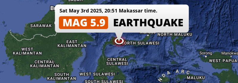 On Saturday Evening a Strong M6.0 Earthquake struck in the Gulf Of Tomini 165km from Gorontalo (Indonesia).