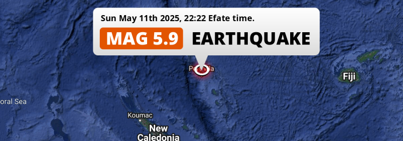 Significant M5.9 Earthquake hit near Port-Vila in Vanuatu on Sunday Evening.