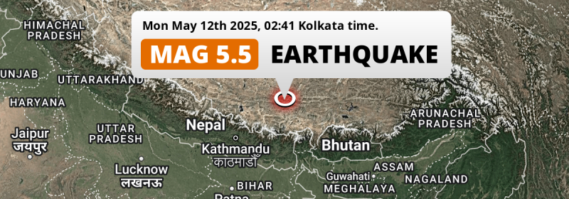 Shallow M5.5 Earthquake hit 125km from Rikaze in China on Monday Night.