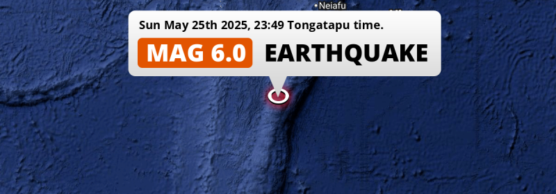Strong M6.0 Earthquake hit in the South Pacific Ocean 204km from Nuku‘alofa (Tonga) on Sunday Evening.