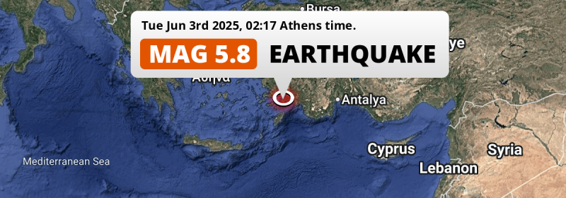 On Tuesday Night a Significant M5.8 Earthquake struck near Marmaris in Türkiye.