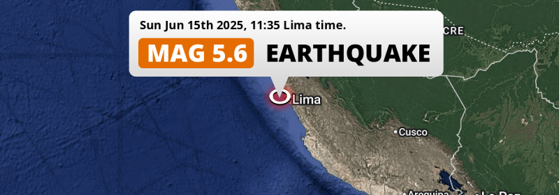 On Sunday Morning a Significant M5.6 Earthquake struck in the South Pacific Ocean near Callao (Peru).