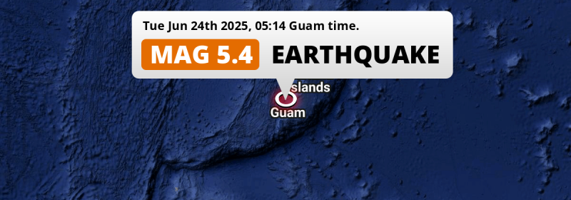Significant M5.4 Earthquake struck on Tuesday Night in the Philippine Sea near Dededo Village (Guam).