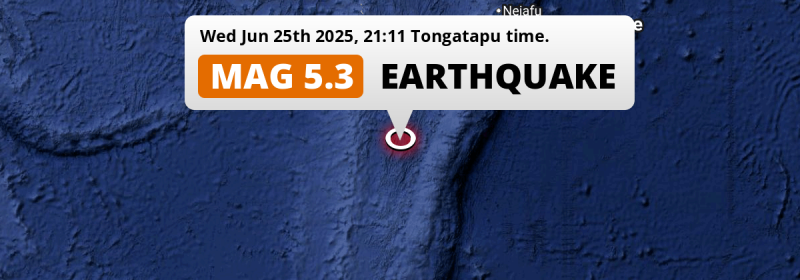 Significant M5.3 Earthquake struck on Wednesday Evening in the South Pacific Ocean 293km from Nuku‘alofa (Tonga).