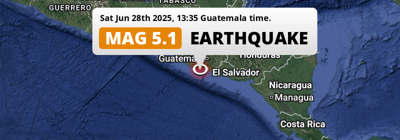 On Saturday Afternoon a Significant M5.0 Earthquake struck in the North Pacific Ocean near Puerto San José (Guatemala).