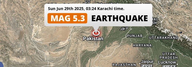 On Sunday Night a Shallow M5.3 Earthquake struck near Dera Ghazi Khan in Pakistan.