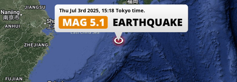 Shallow M5.1 AFTERSHOCK hit in the East China Sea 107km from Naze (Japan) on Thursday Afternoon.