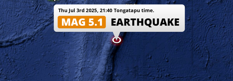 On Thursday Evening a Shallow M5.2 Earthquake struck in the South Pacific Ocean 167km from Nuku‘alofa (Tonga).