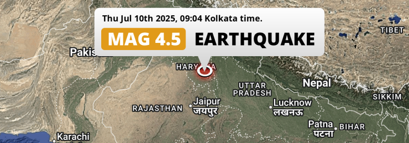Shallow M4.5 Earthquake struck on Thursday Morning near Najafgarh in India.