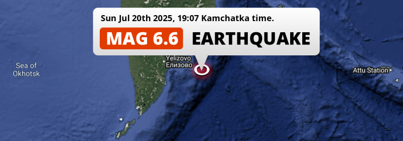 On Sunday Evening a Shallow M6.6 AFTERSHOCK struck in the North Pacific Ocean 153km from Petropavlovsk-Kamchatsky (Russia).