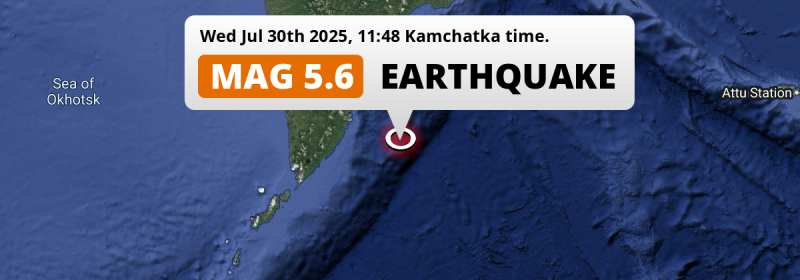 On Wednesday Morning a Shallow M5.6 FORESHOCK struck in the North Pacific Ocean 198km from Petropavlovsk-Kamchatsky (Russia).