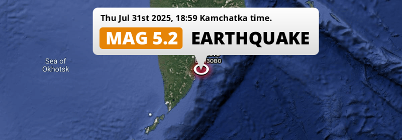 Significant M5.3 AFTERSHOCK struck on Thursday Evening in the North Pacific Ocean near Petropavlovsk-Kamchatsky (Russia).