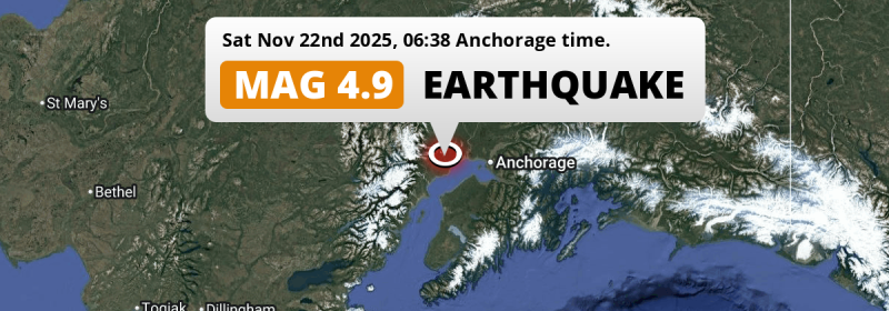 On Saturday Morning an  M4.9 Earthquake struck near Anchorage in The United States.