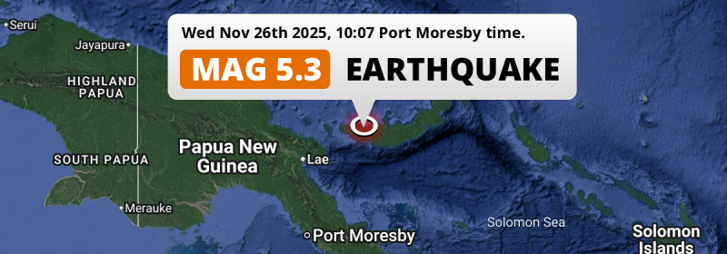  M4.8 Earthquake struck on Wednesday Morning 112km from Kimbe in Papua New Guinea.