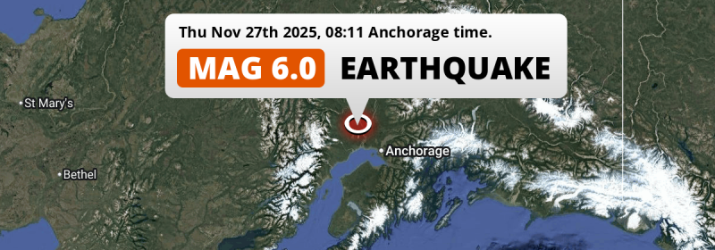 On Thursday Morning a Strong M6.0 Earthquake struck near Anchorage in The United States.