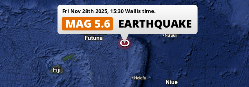 Significant M5.6 Earthquake hit in the South Pacific Ocean on Friday Afternoon.
