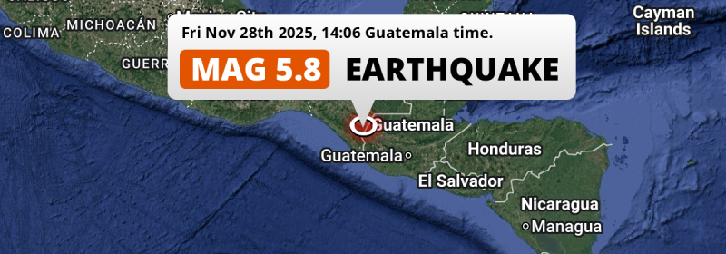 On Friday Afternoon a Significant M5.8 Earthquake struck near Quetzaltenango in Guatemala.