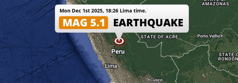 Significant M5.0 Earthquake hit near Tingo María in Peru on Monday Evening.