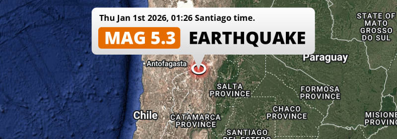 Significant M5.3 Earthquake struck on Thursday Night 155km from Salta in Argentina.