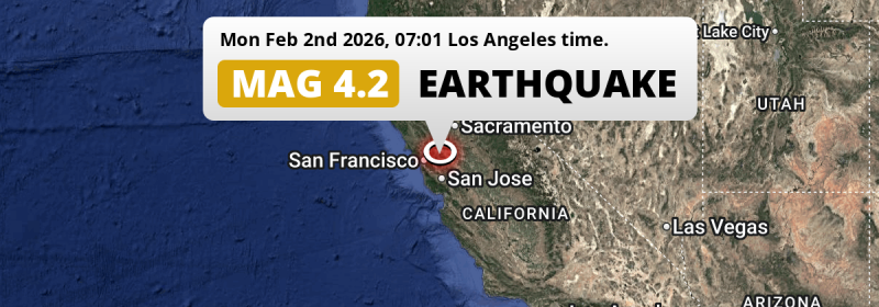 Shallow M4.2 Earthquake hit near San Ramon in The United States on Monday Morning.