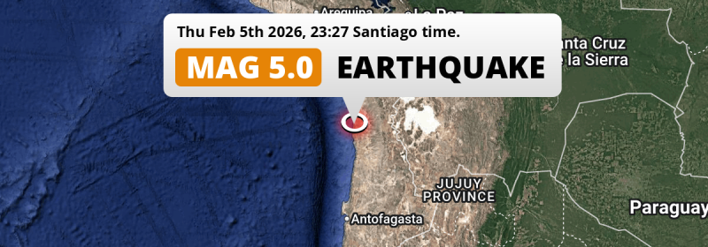 On Thursday Evening a Significant M5.0 Earthquake struck near Iquique in Chile.