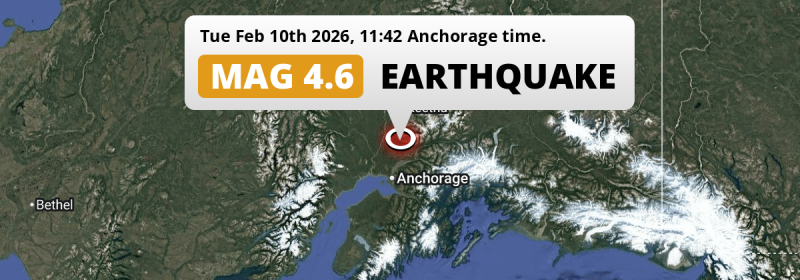  M4.6 Earthquake hit near Anchorage in The United States on Tuesday Morning.