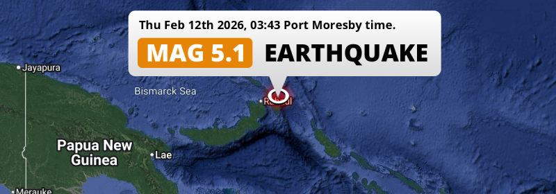 Shallow M5.1 Earthquake hit near Kokopo in Papua New Guinea on Thursday Night.