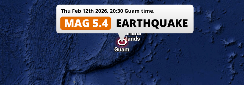 Significant M5.4 Earthquake hit in the Philippine Sea near Dededo Village (Guam) on Thursday Evening.