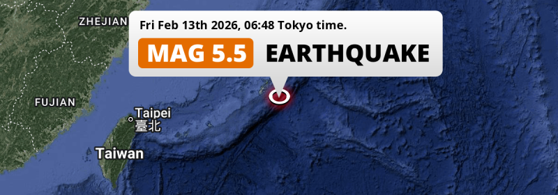 Shallow M5.5 Earthquake hit in the Philippine Sea 106km from Naha (Japan) on Friday Morning.
