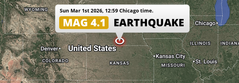 Shallow M4.1 Earthquake struck on Sunday Afternoon near Hastings in The United States.