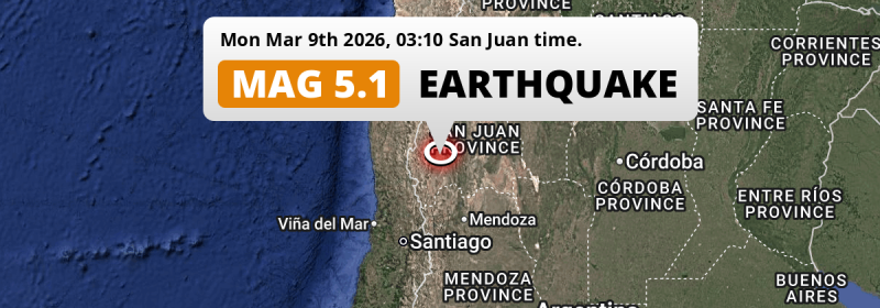 Significant M5.1 Earthquake struck on Monday Night near San Juan in Argentina.