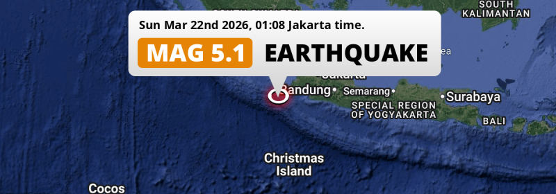 On Sunday Night a Shallow M5.1 Earthquake struck in the Indian Ocean 235km from Tangerang (Indonesia).