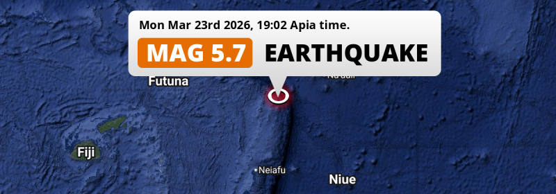 On Monday Evening a Shallow M5.7 AFTERSHOCK struck in the South Pacific Ocean 226km from Apia (Samoa).