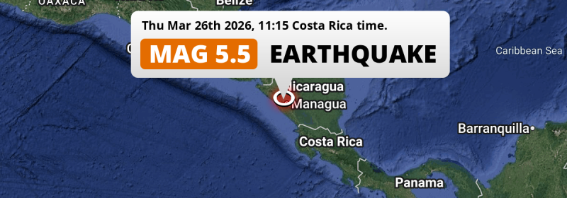 Significant M5.5 Earthquake hit near Managua in Nicaragua on Thursday Morning.