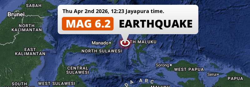 Strong M6.2 AFTERSHOCK hit in the Maluku Sea 180km from Manado (Indonesia) on Thursday Afternoon.