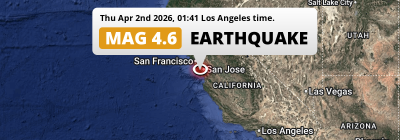 Shallow M4.6 Earthquake hit near San Jose in The United States on Thursday Night.