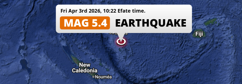 Significant M5.4 Earthquake hit in the Coral Sea 179km from Port-Vila (Vanuatu) on Friday Morning.