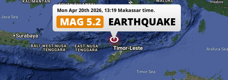 On Monday Afternoon a Significant M5.2 Earthquake struck in the Banda Sea 257km from Kupang (Indonesia).