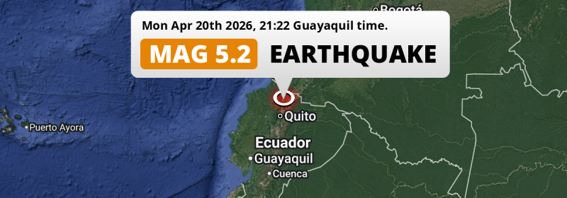 Significant M5.2 Earthquake struck on Monday Evening near Ibarra in Ecuador.