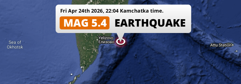 Significant M5.4 Earthquake hit in the North Pacific Ocean 156km from Petropavlovsk-Kamchatsky (Russia) on Friday Evening.